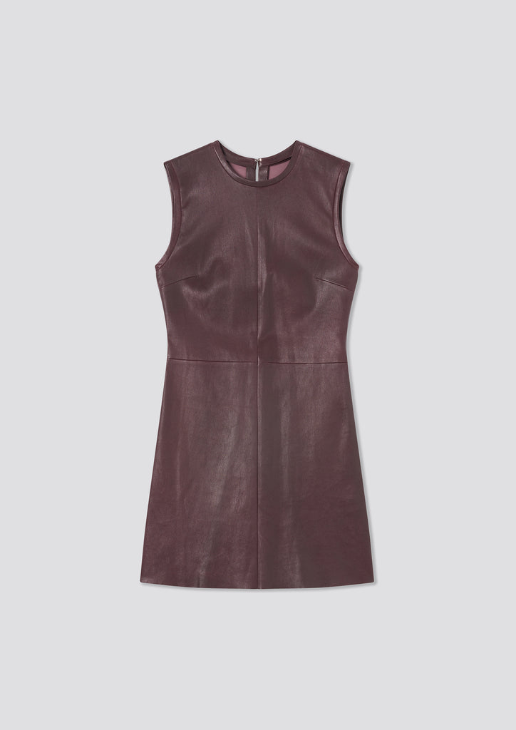 lamb leather dress Short flared stretch Black leather mini dress
